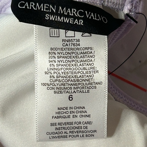 Carmen Marc Valvo Mesh Cut Out One shoulder One piece swimsuit - Picture 6 of 7